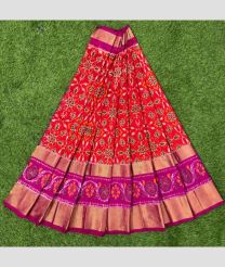 Crimson and Hot Pink ikkat lehengas with all over pochampally ikkat design