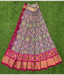 Grey and Deep Pink ikkat lehengas with all over pochampally ikkat design