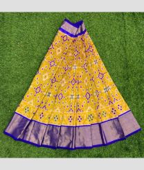 Yellow and Royal Blue ikkat lehengas with all over pochampally ikkat design