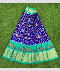 Royal Blue and Cyan ikkat lehengas with all over pochampally ikkat design