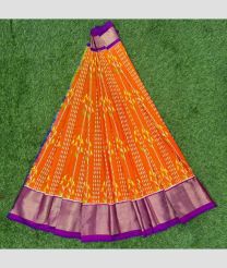Orange and Magenta ikkat lehengas with all over pochampally ikkat design