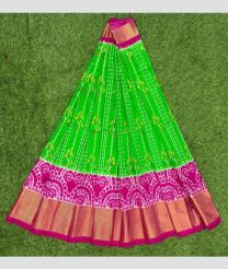Parrot Green and Hot Pink ikkat lehengas with all over pochampally ikkat design