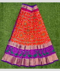 Cherry Red and Magenta ikkat lehengas with all over pochampally ikkat design