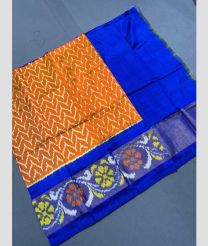 Lite Orange and Royal Blue ikkat lehengas with all over pochampally ikkat design