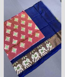 Coral Pink and Navy Blue ikkat lehengas with all over pochampally ikkat design