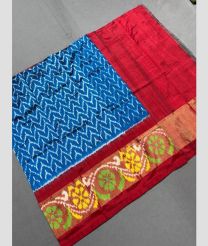 Blue and Red ikkat lehengas with all over pochampally ikkat design