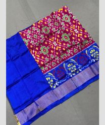 Royal Blue and Carbon Red ikkat lehengas with all over pochampally ikkat design