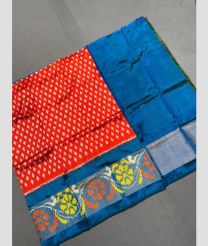Orange and Blue ivy ikkat lehengas with all over pochampally ikkat design