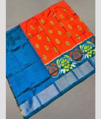 Lite Blue and Orange ikkat lehengas with all over pochampally ikkat design