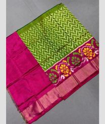 Pink and Lite Parrot Green ikkat lehengas with all over pochampally ikkat design