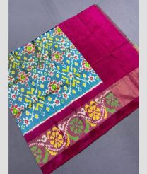Sky Blue and Pink ikkat lehengas with all over pochampally ikkat design