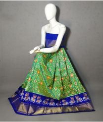 Lite Green and Royal Blue ikkat lehengas with all over pochampally ikkat design