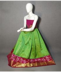 Lite Parrot Green and Pink ikkat lehengas with all over pochampally ikkat design
