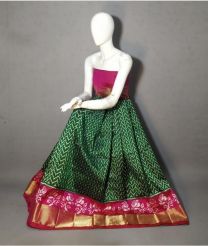Pine Green and Pink ikkat lehengas with all over pochampally ikkat design
