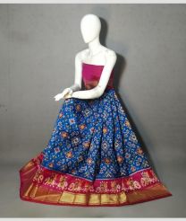 Blue and Pink ikkat lehengas with all over pochampally ikkat design