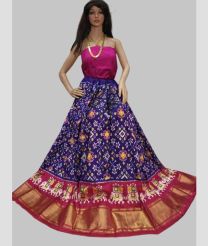 Purple Blue and Pink ikkat lehengas with all over pochampally ikkat design