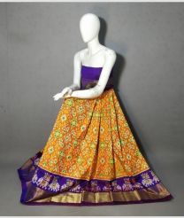 Lite Orange and Purple ikkat lehengas with all over pochampally ikkat design