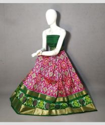 Pink and Green ikkat lehengas with all over pochampally ikkat design