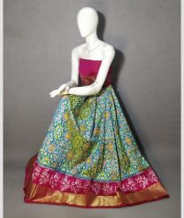 Lite Sky Blue and Pink ikkat lehengas with all over pochampally ikkat design