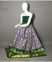 Dull Purple and Green ikkat lehengas with all over pochampally ikkat design