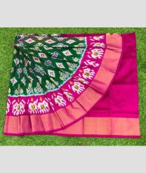 green and purple colour ikkat lehengas with all over pochampally ikkat design