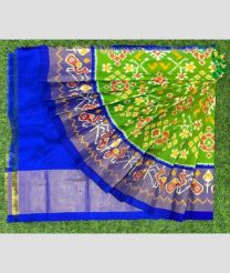 navy blue and lime colour ikkat lehengas with all over pochampally ikkat design
