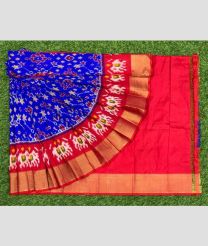 blue and red colour ikkat lehengas with all over pochampally ikkat design