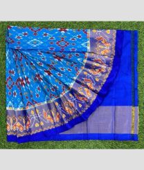 sky blue and navy blue colour ikkat lehengas with all over pochampally ikkat design
