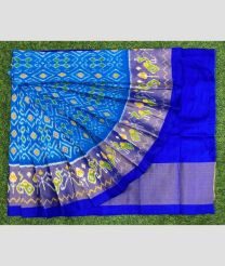 sky blue and blue colour ikkat lehengas with all over pochampally ikkat design