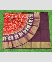 dark violet and peach colour ikkat lehengas with all over pochampally ikkat design