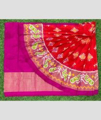 purple and red colour ikkat lehengas with all over pochampally ikkat design