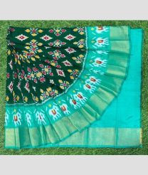 sky blue colour ikkat lehengas with all over pochampally ikkat design
