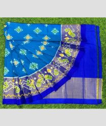 navy blue and blue colour ikkat lehengas with all over pochampally ikkat design