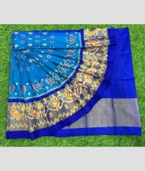 navy blue and sky blue colour ikkat lehengas with all over pochampally ikkat design