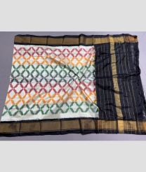 cream and block colour ikkat pattu dupattas with All over Ikkat design