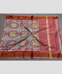 light blue and brown colour ikkat pattu dupattas with All over Ikkat design