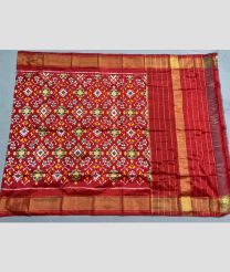 maroon red colour ikkat pattu dupattas with All over Ikkat design