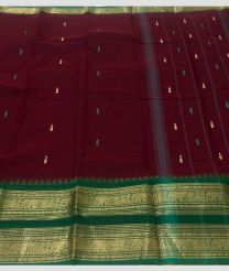Maroon and Green kanchi cotton sarees with All over Buttas design