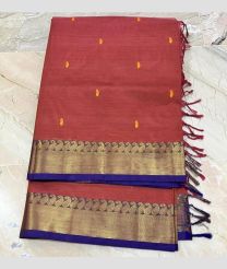 Copper Red and Blue kanchi cotton sarees with All over Buttas design