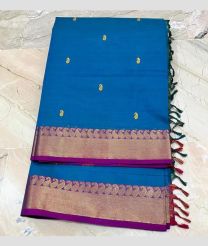 Blue and Magenta kanchi cotton sarees with All over Buttas design