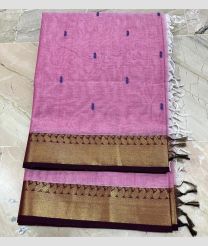 Rose Pink and Dark Chocolate kanchi cotton sarees with All over Buttas design