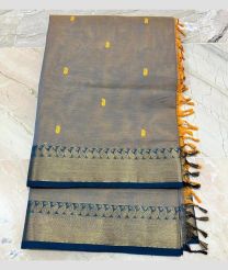 Lite Grey and Navy Blue kanchi cotton sarees with All over Buttas design