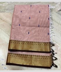 Baby Pink and Dark Chocolate kanchi cotton sarees with All over Buttas design