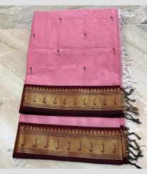 Rose Pink and Maroon kanchi cotton sarees with All over Buttas design