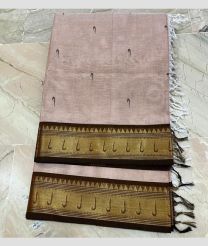 Cream and Dark Chocolate kanchi cotton sarees with All over Buttas design