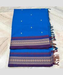 Blue and Purple kanchi cotton sarees with All over Buttas design