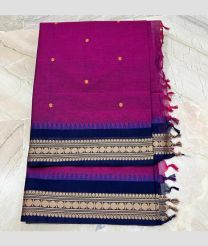 Hot Pink and Navy blue kanchi cotton sarees with All over Buttas design