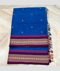 Blue and Magenta kanchi cotton sarees with All over Buttas design