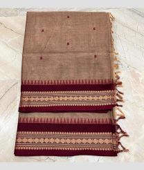 Lite Camel Brown and Maroon kanchi cotton sarees with All over Buttas design