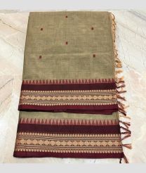 Sand and Maroon kanchi cotton sarees with All over Buttas design